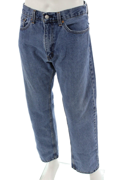 Levis Mens Cropped Straight Blue Jeans Sz 35