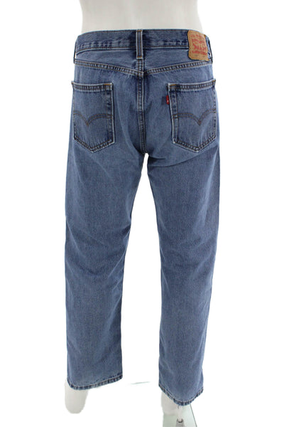 Levis Mens Cropped Straight Blue Jeans Sz 35