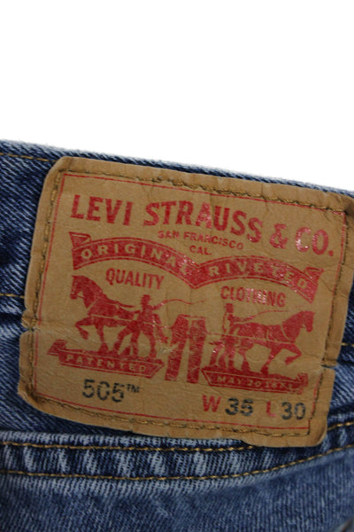 Levis Mens Cropped Straight Blue Jeans Sz 35