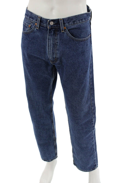 Levis Mens Straight Dark Blue Jeans 100% Cotton Button Fly Size 35