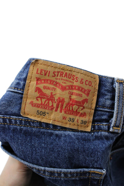 Levis Mens Straight Dark Blue Jeans 100% Cotton Button Fly Size 35
