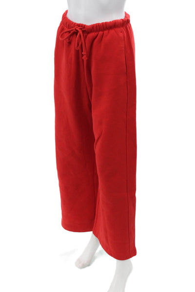Zara Women Red Solid Drawstring Sweatpants Cotton Polyester Christmas Size S