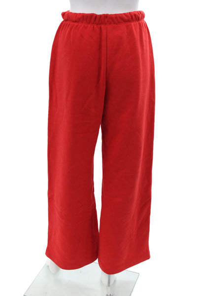 Zara Women Red Solid Drawstring Sweatpants Cotton Polyester Christmas Size S