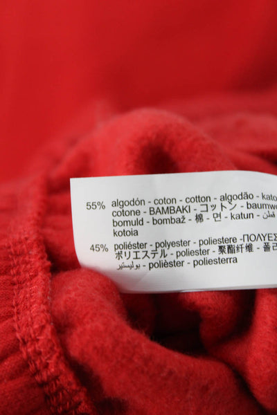 Zara Women Red Solid Drawstring Sweatpants Cotton Polyester Christmas Size S