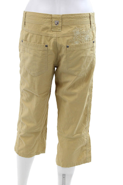 Kuhl Womens Capri Cargo Khakis Beige Button Inseam 21 Size 6