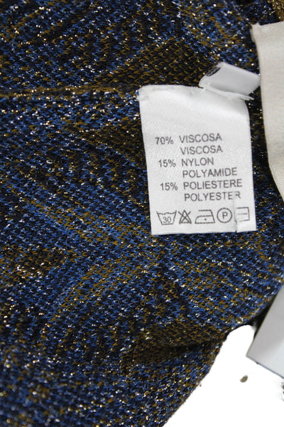Soho De Luxe Women Cropped Ankle Pants Blue Geometric Viscose Blend Size 40