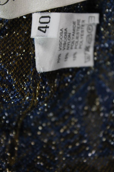 Soho De Luxe Women Cropped Ankle Pants Blue Geometric Viscose Blend Size 40