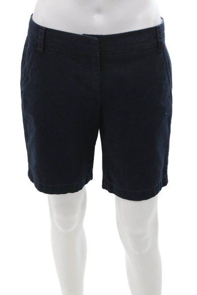 J Crew Unisex Bermuda Chino Shorts Dark Blue 100% Cotton Button Size 2