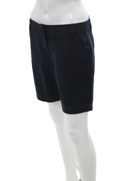 J Crew Unisex Bermuda Chino Shorts Dark Blue 100% Cotton Button Size 2