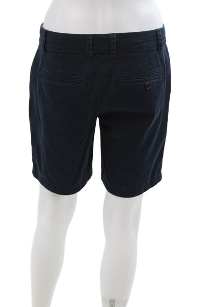 J Crew Unisex Bermuda Chino Shorts Dark Blue 100% Cotton Button Size 2