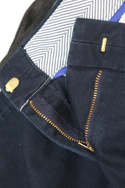 J Crew Unisex Bermuda Chino Shorts Dark Blue 100% Cotton Button Size 2
