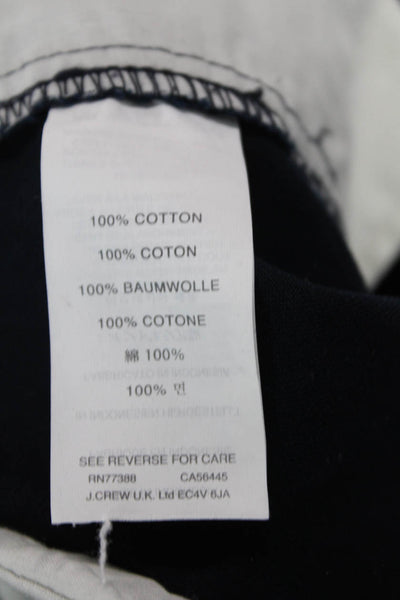 J Crew Unisex Bermuda Chino Shorts Dark Blue 100% Cotton Button Size 2
