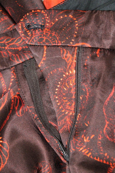 True Royal Womens Dress Pants Brown Floral Viscose Button Size 40