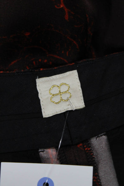 True Royal Womens Dress Pants Brown Floral Viscose Button Size 40