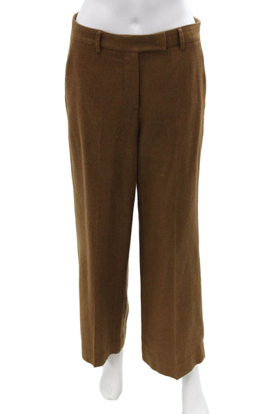 QL2 Womens Brown Silk Dress Pants Hook & Eye Classic Size 42