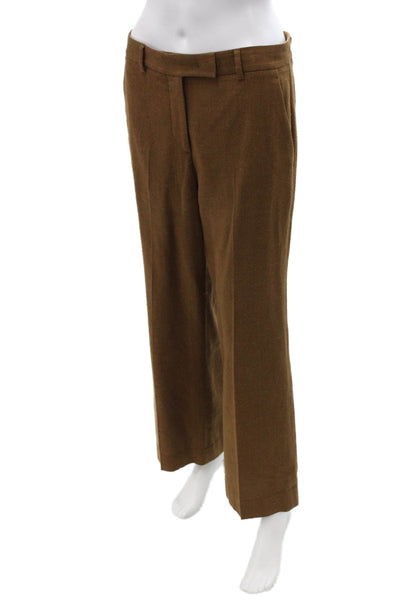 QL2 Womens Brown Silk Dress Pants Hook & Eye Classic Size 42