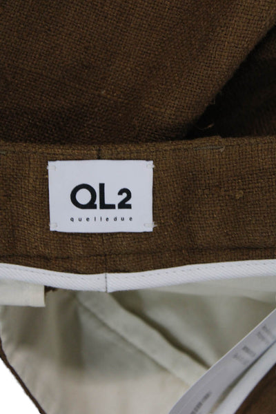 QL2 Womens Brown Silk Dress Pants Hook & Eye Classic Size 42