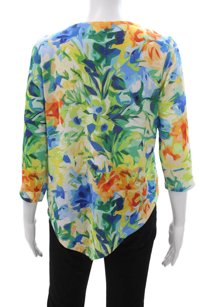 Alfred Dunner Women Tunic 3/4 Sleeve Floral Round Neck MultiColor Size PS