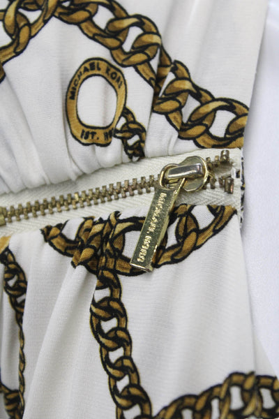Michael Michael Kors Womens White V Neck Jersey Blouse Long Sleeve Size S
