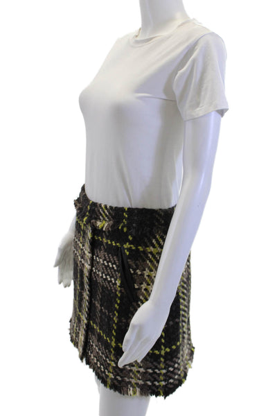 Ramy Brook Women A-Line Mini Black Plaid Skirt Size 2