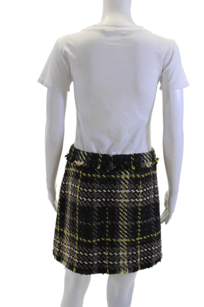 Ramy Brook Women A-Line Mini Black Plaid Skirt Size 2
