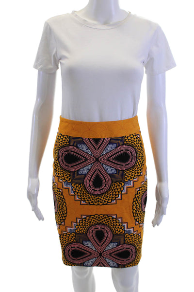Maeve Anthropologie Womens Pencil Skirt Black Geometric Cotton Blend Size 0