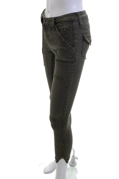 Joie Women Cargo Cropped Ankle Pants Dark Gray Button Size 25