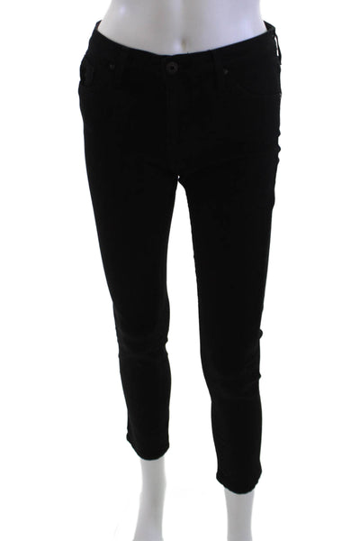 AG Womens Ankle Cropped Black Jeans Mid Rise Size 25