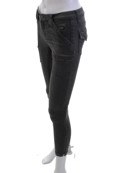 Joie Womens Ankle Cargo Pants Dark Gray Button 57% Cotton Size 25