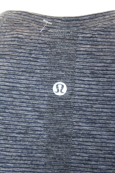 Lululemon Women Basic Striped Long Sleeve Crew Neck Top Dark Gray Size S