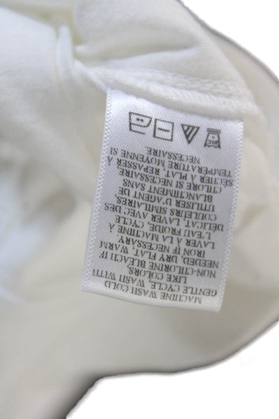 ALC Womens Cropped White Cotton Blouse Short Sleeve Round Neck Size S
