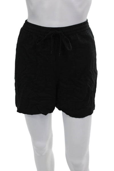 MNG Unisex Black Sweat Shorts Linen Viscose Drawstring Solid Size L