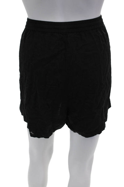 MNG Unisex Black Sweat Shorts Linen Viscose Drawstring Solid Size L