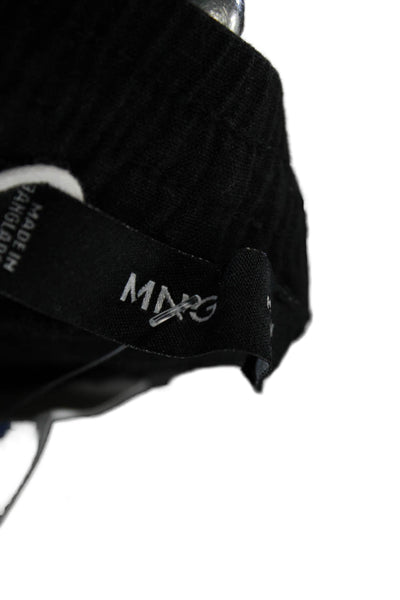 MNG Unisex Black Sweat Shorts Linen Viscose Drawstring Solid Size L