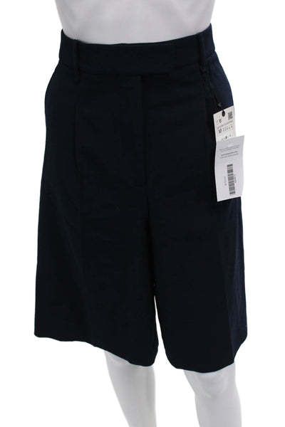 Zara Mens Bermuda Shorts Dark Blue Button Solid Size M