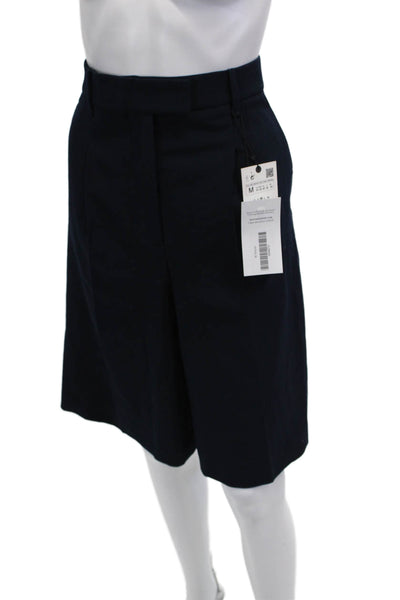 Zara Mens Bermuda Shorts Dark Blue Button Solid Size M
