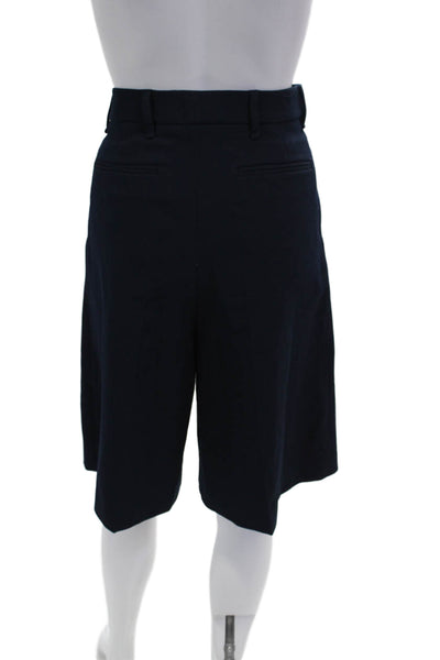 Zara Mens Bermuda Shorts Dark Blue Button Solid Size M