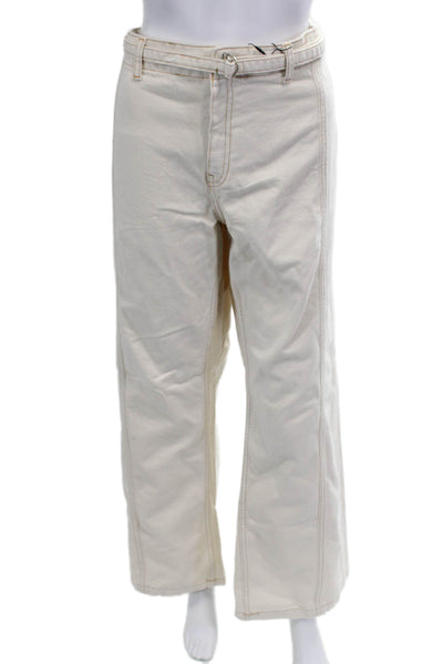 Zara Women Beige Buckle Cotton Pants 90s Size 10