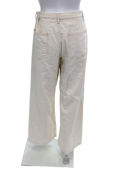Zara Women Beige Buckle Cotton Pants 90s Size 10