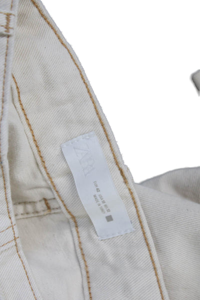Zara Women Beige Buckle Cotton Pants 90s Size 10