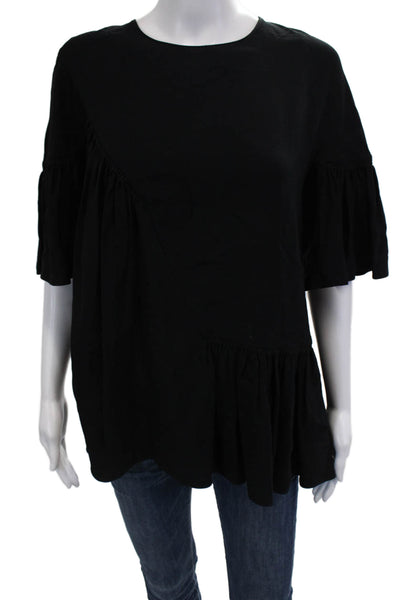 Stella McCartney Women Black Tunic Blouse 3/4 Sleeve Zip Viscose Size 40