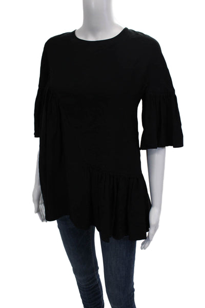 Stella McCartney Women Black Tunic Blouse 3/4 Sleeve Zip Viscose Size 40