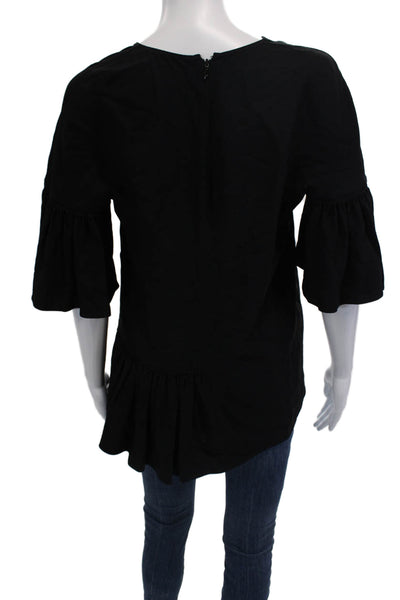 Stella McCartney Women Black Tunic Blouse 3/4 Sleeve Zip Viscose Size 40