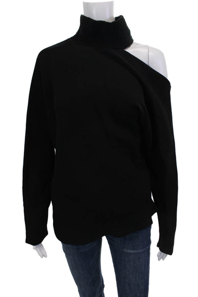 Zara Unisex Pullover Sweater Black Mock Neck Long Sleeve Wool Blend Size S