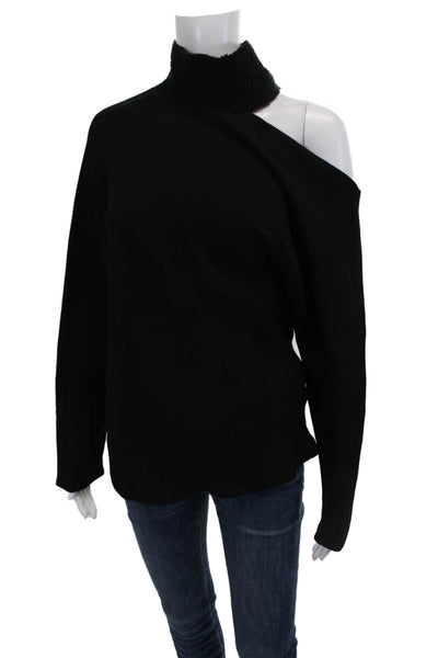 Zara Unisex Pullover Sweater Black Mock Neck Long Sleeve Wool Blend Size S