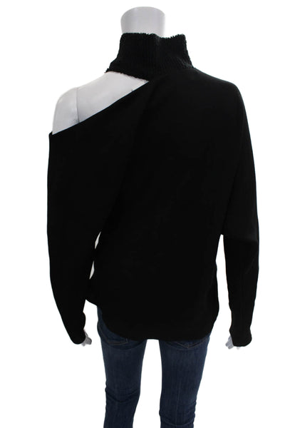 Zara Unisex Pullover Sweater Black Mock Neck Long Sleeve Wool Blend Size S