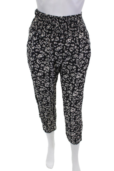 Hatch Women Floral Ankle Cropped Nylon Pants Black Maternity Size 0