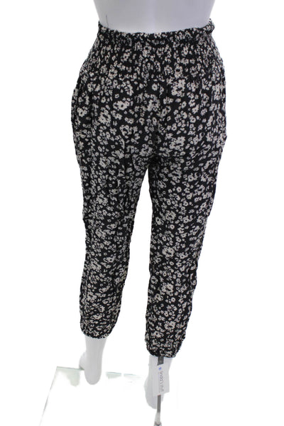 Hatch Women Floral Ankle Cropped Nylon Pants Black Maternity Size 0