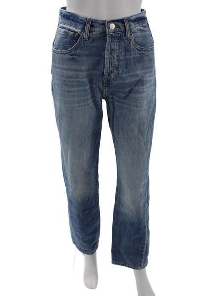 7 For All Mankind Unisex Cropped Straight High Rise Jeans Blue Size 25