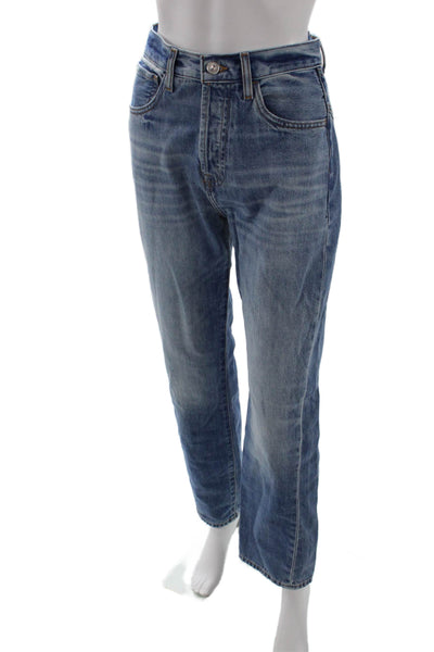 7 For All Mankind Unisex Cropped Straight High Rise Jeans Blue Size 25